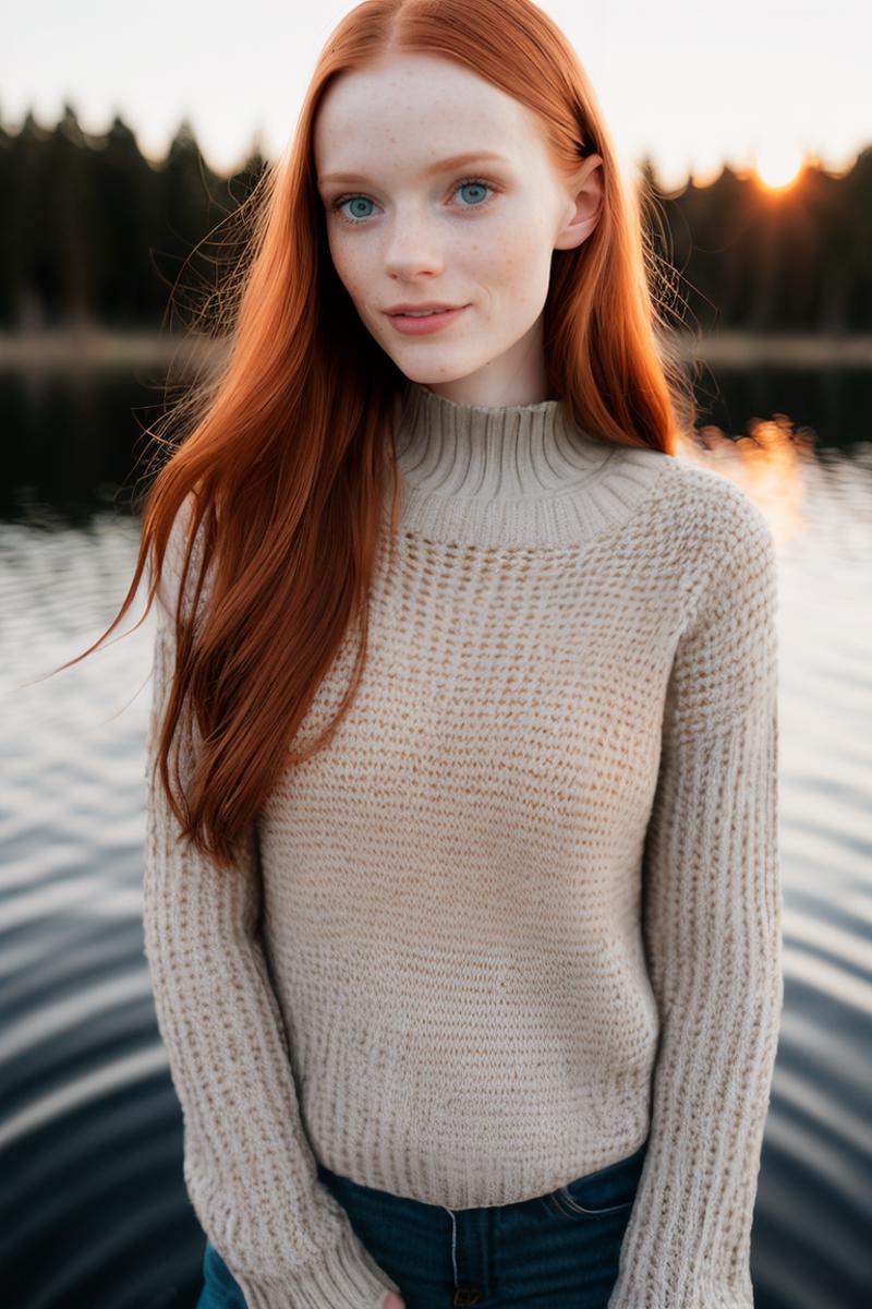 00190-2595412595.0-Closeup candid RAW portrait photo of a SiofraCipher, small smile, wearing a sweater, on a lake at sunset, golden hour, bokeh, Lo.png